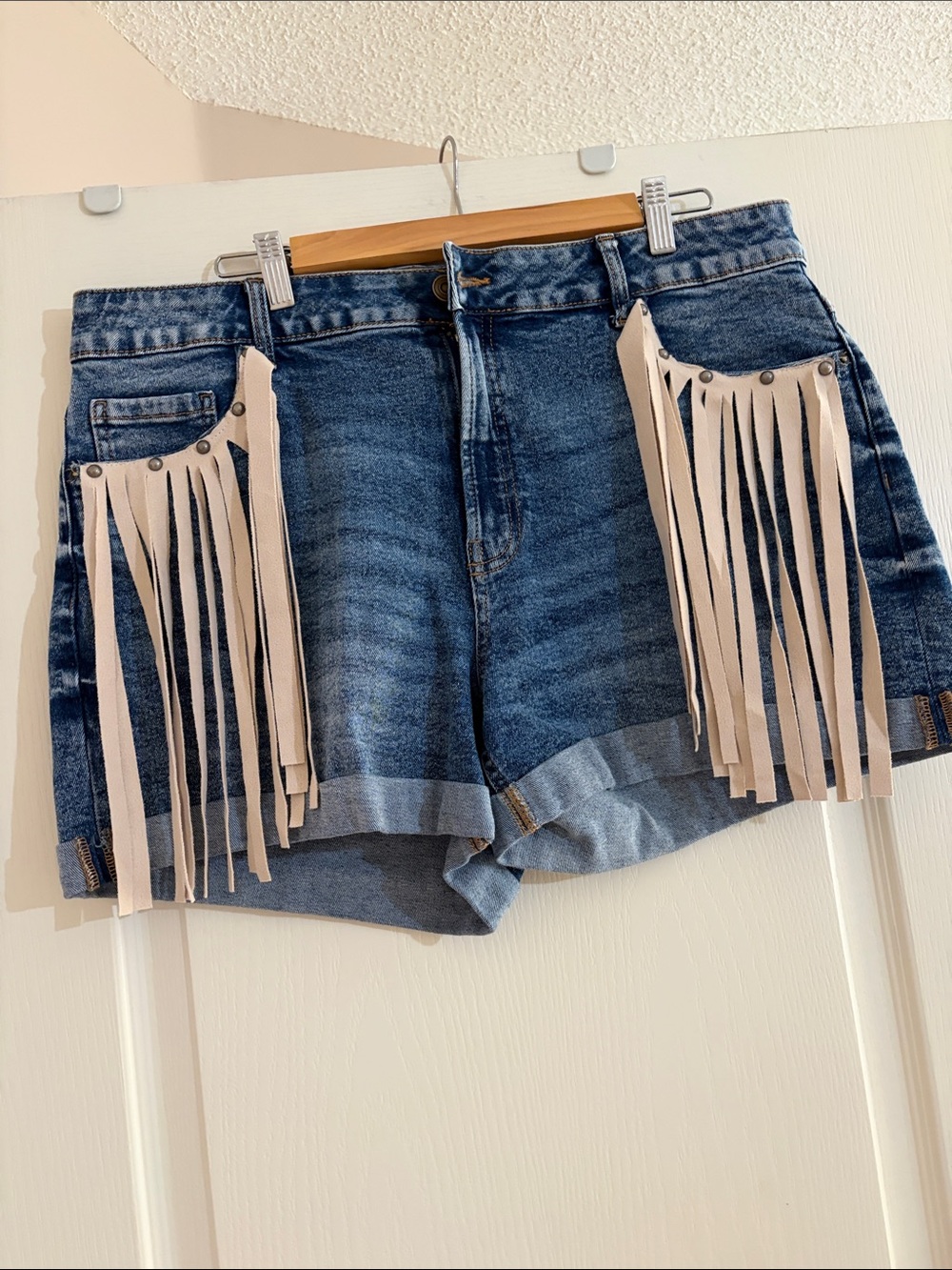 Women’s, Upcycled,, Dark Blue Jean Shorts - Classic Denim XL NEW